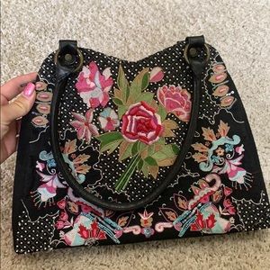 Christiana embroidered black purse